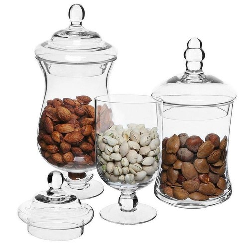 Clear glass apothecary jars - glass,
